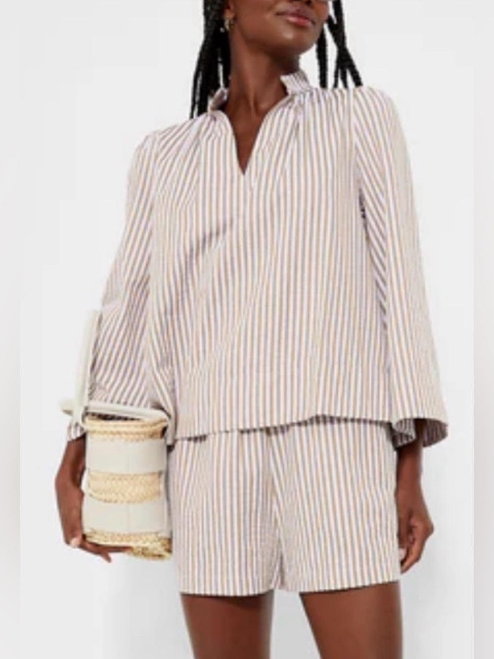 SET Pomander Place Lilac Stripe blouse + shorts
